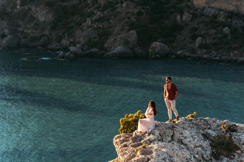pedida de mano en cala escondida de Mallorca