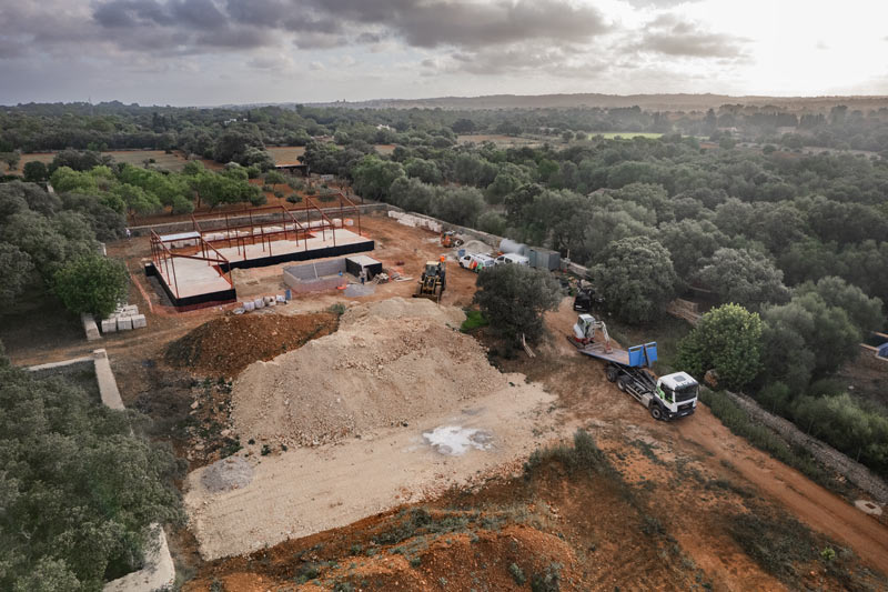 Aerial view of construction site monitoring using drones for construction companies in Mallorca